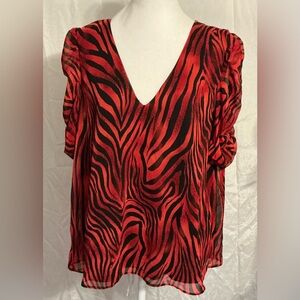 Adrienne Red and Black Zebra Print Blouse